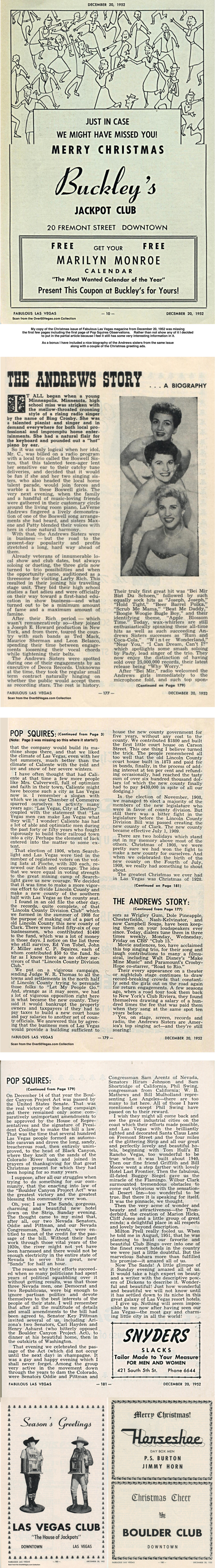 Fabulous Las Vegas Christmas issue  December 20, 1952